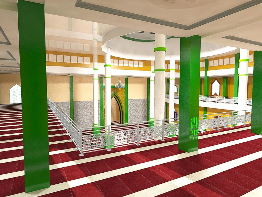 Interior Masjid Modern 2 Lantai